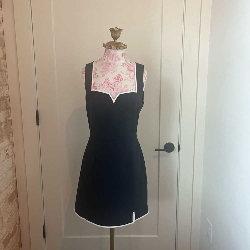 French Connection Black Mini Dress with White Accents